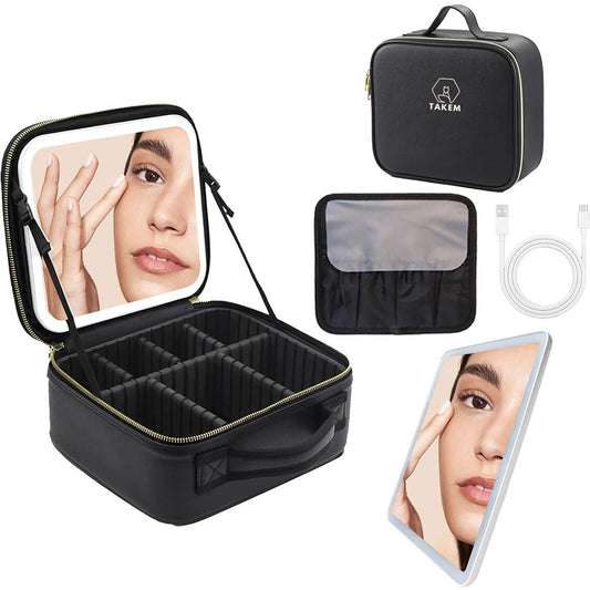 ORGANIZADOR DE MAQUILLAJE CON ESPEJO LUZ LED - TAKEM