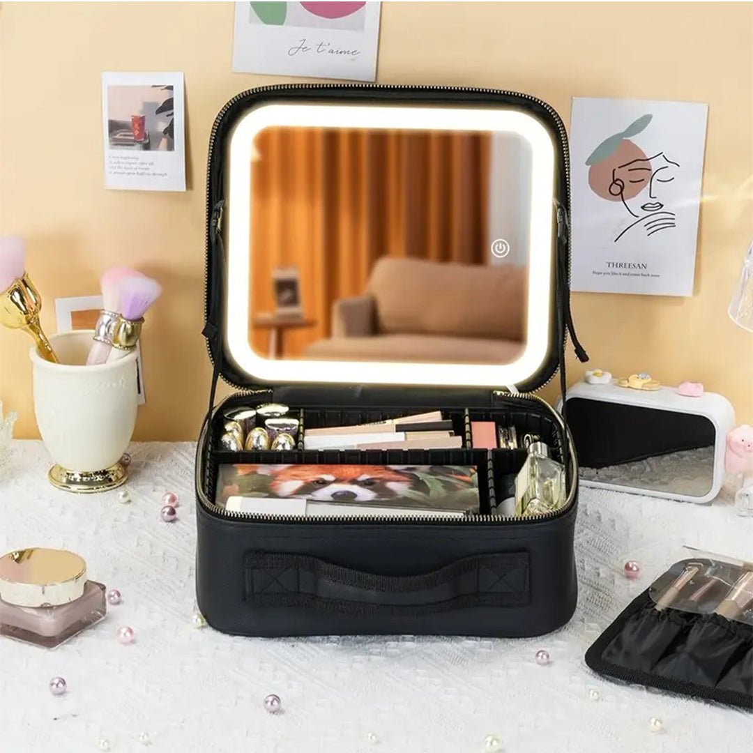 ORGANIZADOR DE MAQUILLAJE CON ESPEJO LUZ LED - TAKEM